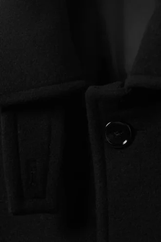 Lang oversized frakke i uldblanding – sort