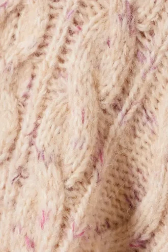 Lang trøje med struktur i kabelstrik – beige – lyserøde nopper