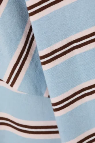 Langærmet bomuldst-shirt – Blå/flerfarvet stribet