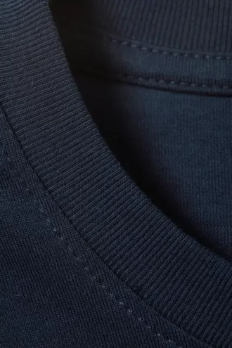 Langærmet, boxy bomulds-T-shirt – marineblå