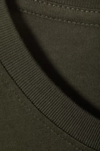 Langærmet, boxy bomulds-T-shirt – mørk khakigrøn