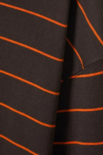 Langærmet, boxy bomulds-T-shirt – stribet mørkebrun