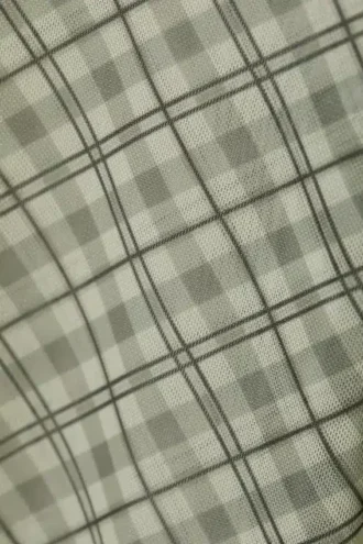 Langærmet mesh-top med print – mellembeige