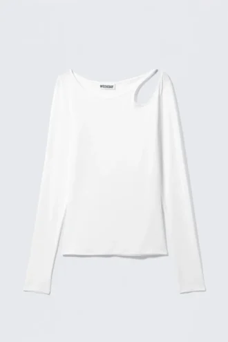 Langærmet off-shoulder-top – hvid