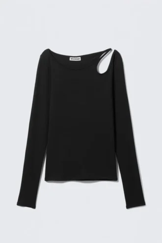 Langærmet off-shoulder-top – sort