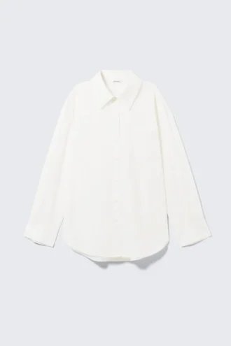 Langærmet oversized poplin-skjorte – hvid