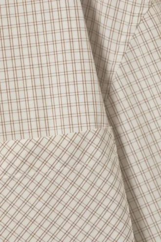 Langærmet oversized poplin-skjorte – ternet lys beige