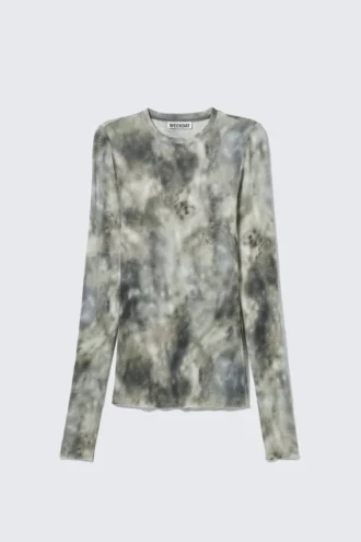 Langærmet skjorte med rhinestones – print og rhinestones