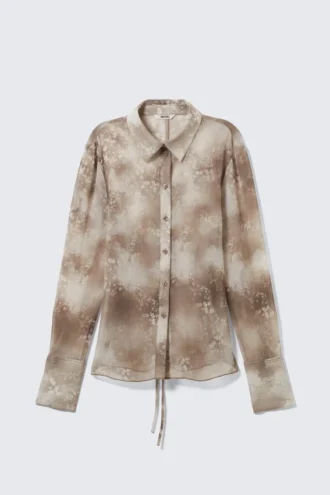 Langærmet slim fit-skjorte – blomstermønster