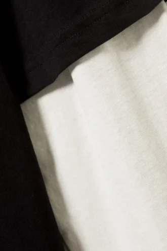 Langærmet T-shirt i dobbeltlag – sort og hvid