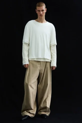 Langærmet t-shirt i lag – Off-White