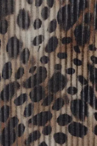 Langærmet top i printet mesh – leopardprint