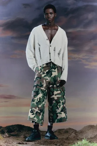 Lange bomulds-cargoshorts – klassisk camouflage