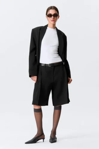 Lave shorts i linneblanding – sort