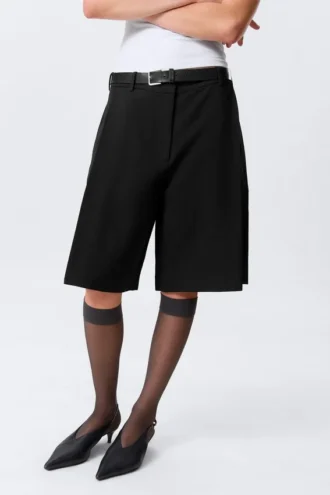 Lave shorts i linneblanding – sort