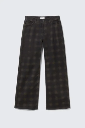 Lavtaljede bukser med lige ben i ternet twill – Dark Brown Haze
