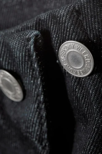 Lavtaljet denim-mid Nederdel – rå indigo – mørkeblå
