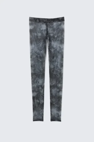 Leggings i printet mesh – sort barokprint