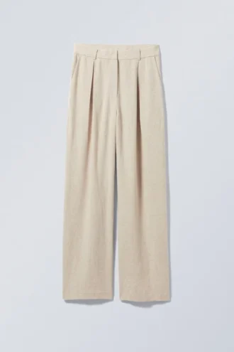 Lilah bukser i linneblanding – lys beige