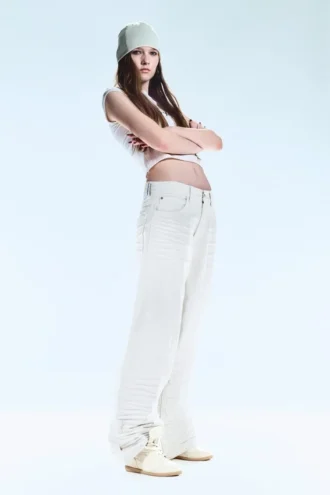 Looser Regular Waist Loose Straight Jeans – Creased White – Hvid | Cheap Monday Gb