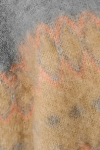 Løs pasform, blød striktrøje – beige/grå Fairisle