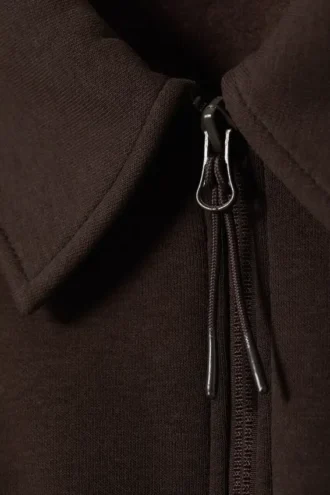 Løs polo-Sweatshirt med halv lynlås – mørkebrun
