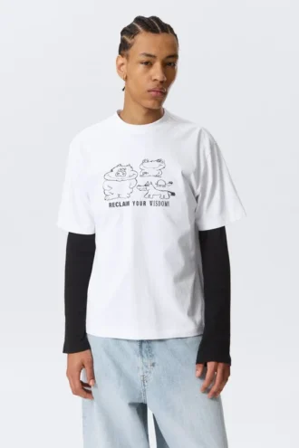 Løs T-shirt med print – hvid – Reclaim Your Wisdom