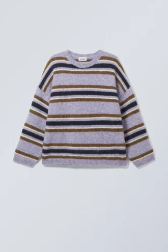 Løs trøje med print – Purple Multi Stripe