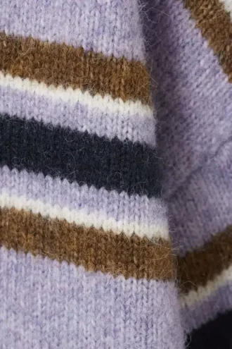 Løs trøje med print – Purple Multi Stripe