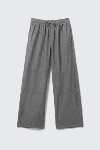 Løse chambray-bukser – sort melange