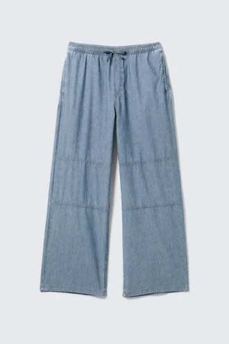 Løse chambray-bukser – vasket blå