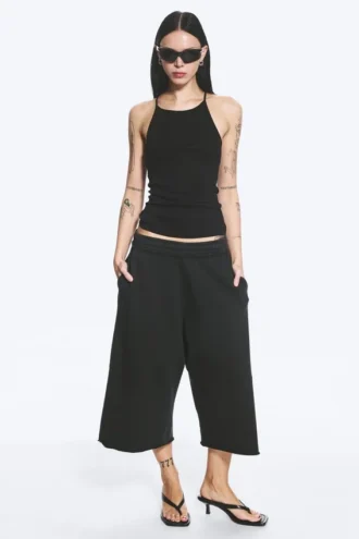 Løse frotté-shorts – sort