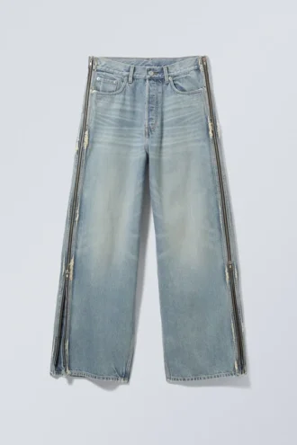 Løse jeans med vid benvidde og lynlås – Seventeen Blue – Medium Blue